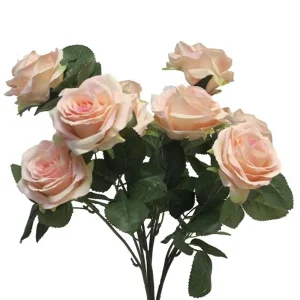 Kunstblumen Seidenblumen Strauß ROSEN DIJON rosé H 42 cm