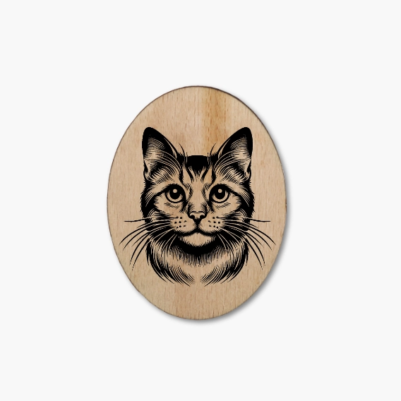 Katzenmagnet aus Holz „Manx 3“