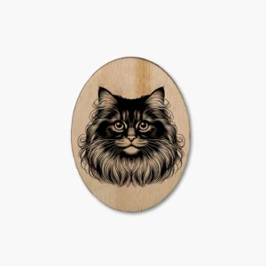 Katzenmagnet aus Holz „Minskin Langhaar 2“