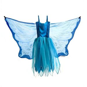 Dreamy Dress-Ups Kostüm blaues Feenkleid mit Flügeln und Glitzer
