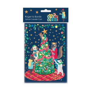 Adventskalender-Weihnachtskarte Hunde am Weihnachtsbaum