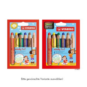 Buntstift STABILO Woody 3-in-1 im 6er Etui