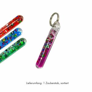 Schlüsselanhänger kleiner Glitzer-Zauberstab, sortiert