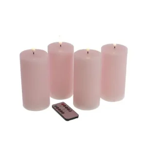 LED Stumpenkerze Werner Voß 4er-Set rosa 7,5×15 cm