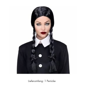 Kostüm-Accessoire Perücke „Dark Girl“ schwarze Flechtzöpfe