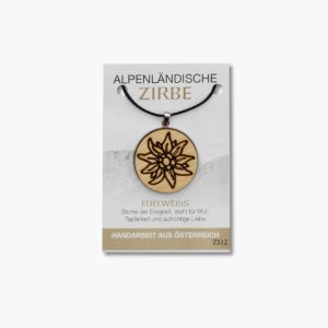 Alpenländische Zirbe Anhänger „Edelweiss“
