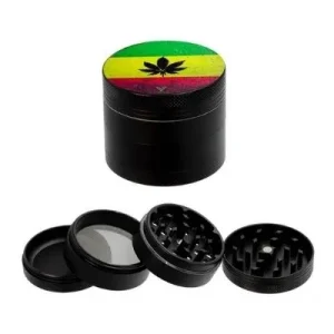 V Syndicate Aluminium Grinder 4-teilig Rasta Leaf