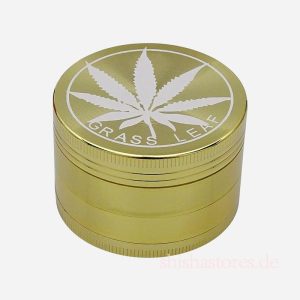 Excellent – Grinder Hanfblatt 4 teilig 34x51mm Gold