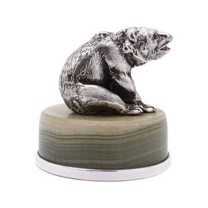 Bärenfigur auf grünem Onyx – Julius Alexander Rappoport, Carl Faberge