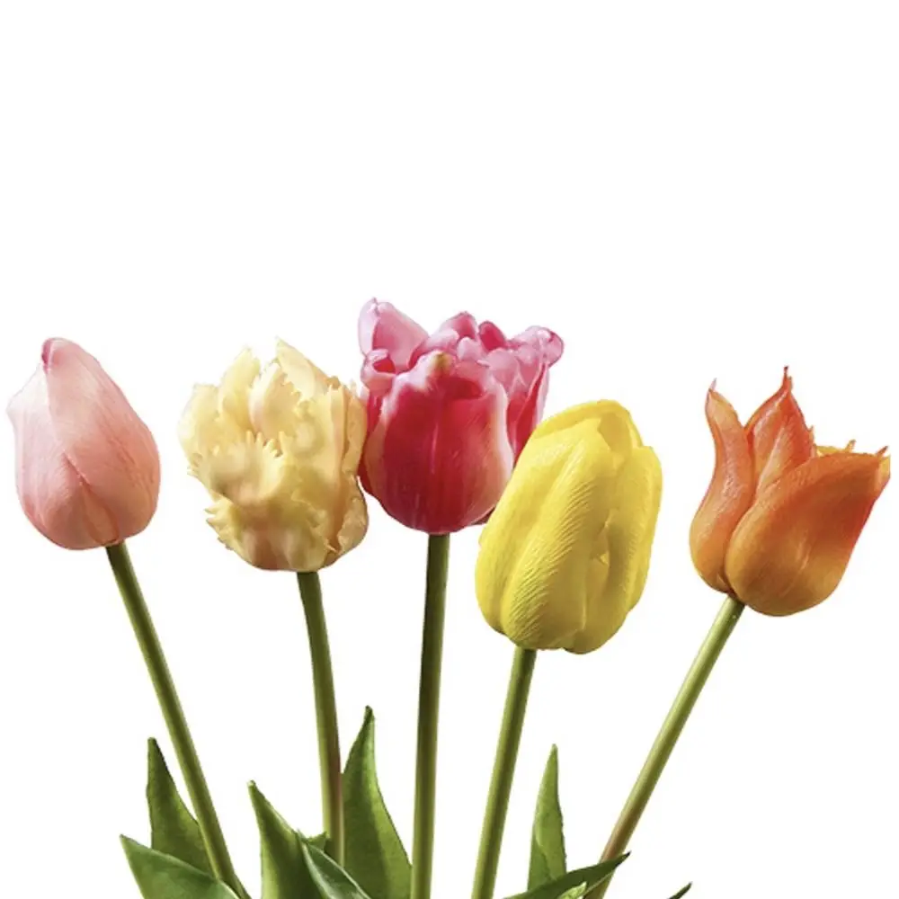Künstliche Tulpen wie echt bunt Mix 5er Bund Höhe 48 cm – Bild 2