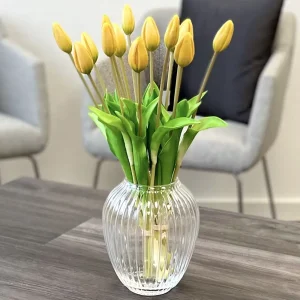 Künstliche Tulpen wie echt gelb 7er Bund Höhe 43 cm