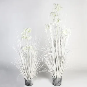 Kunstpflanze Kunstgras ALLIUM mit Blüten beschneit H 100 cm