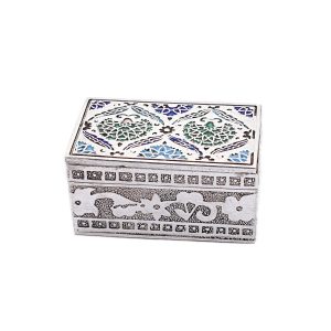 Silber Pillendose mit Cloisonne Emaille