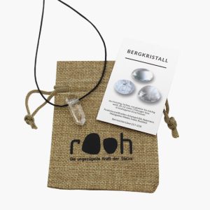 „Rooh“ Rohstein Anhänger Bergkristall auskristallisiert