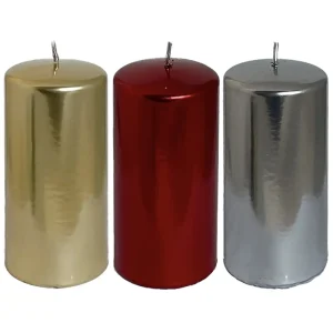 Stumpenkerze 2er Set VIATO Kaheku Metallic Höhe 14 cm
