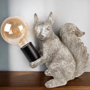 Tischlampe Eichhörnchen ENZO silber Höhe 25 cm