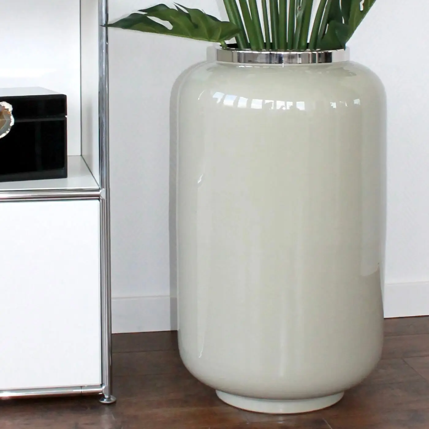 Bodenvase XXL | große Vase sandstone/silber SAIGON GiftCompany Höhe 65 cm – Bild 4