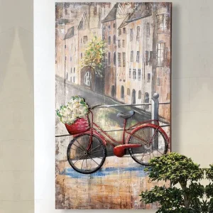 Wandbild Metallbild BLUMENFAHRRAD Casablanca 70×120 cm