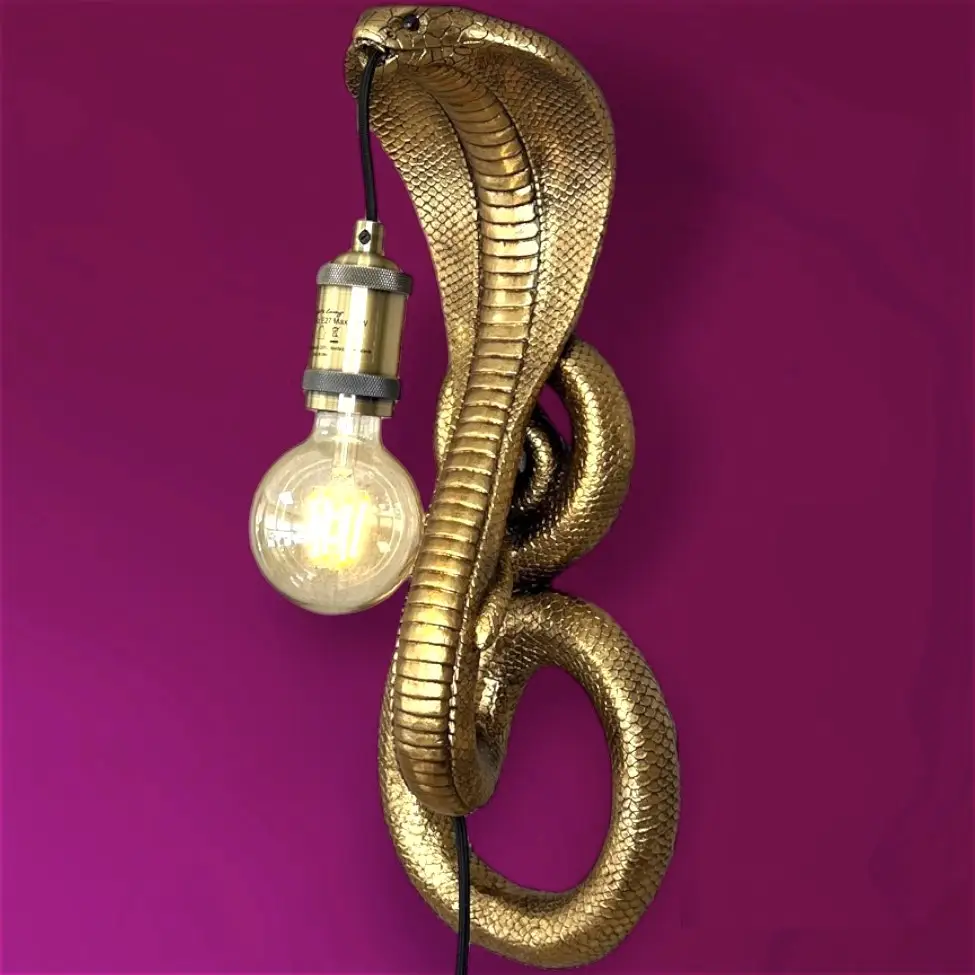 Wandleuchte Schlange KOBRA gold Höhe 52 cm