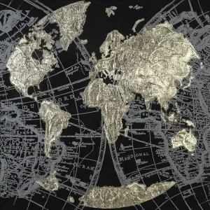 Weltkarte Bild GOLDEN EARTH Casablanca 90×90 cm