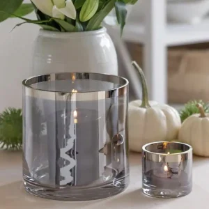 Windlicht Glas Zeus mit Platinrand Edzard H 6 | 15 | 25 cm