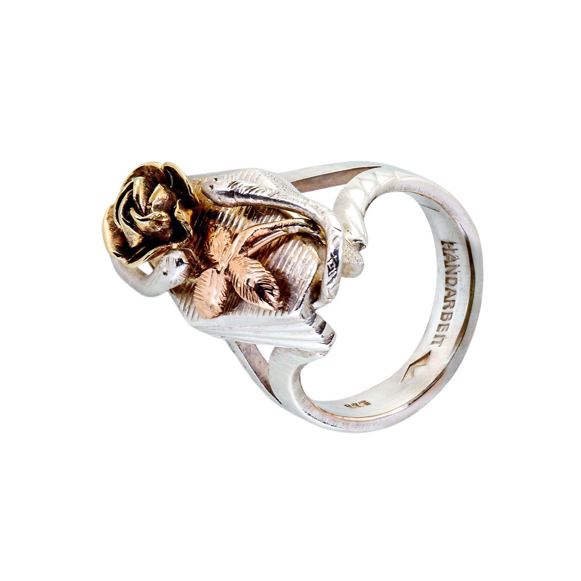 Silber Ring mit Rosegold & Gelbgold – Bild 2