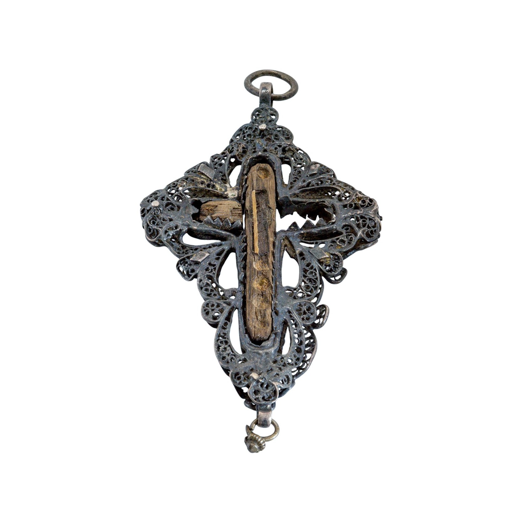 Rosenkranz Silberkreuz mit Holzeinlegearbeit & Perlmutt – Bild 2