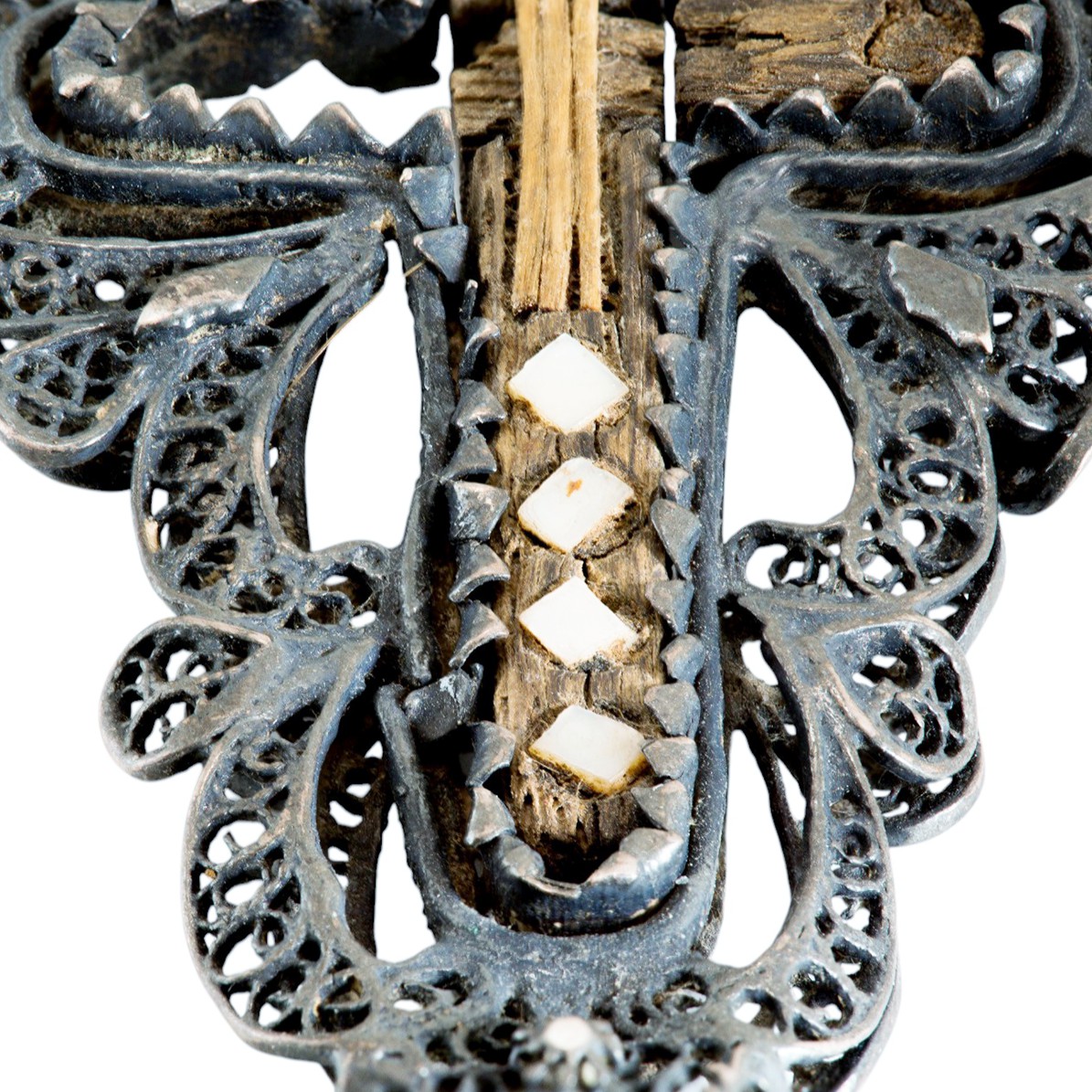 Rosenkranz Silberkreuz mit Holzeinlegearbeit & Perlmutt – Bild 3